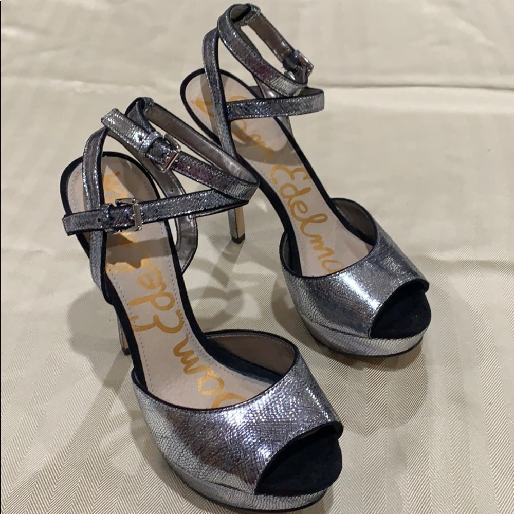 Sam Edelman NADINE Pewter Silver Metallic Sandals